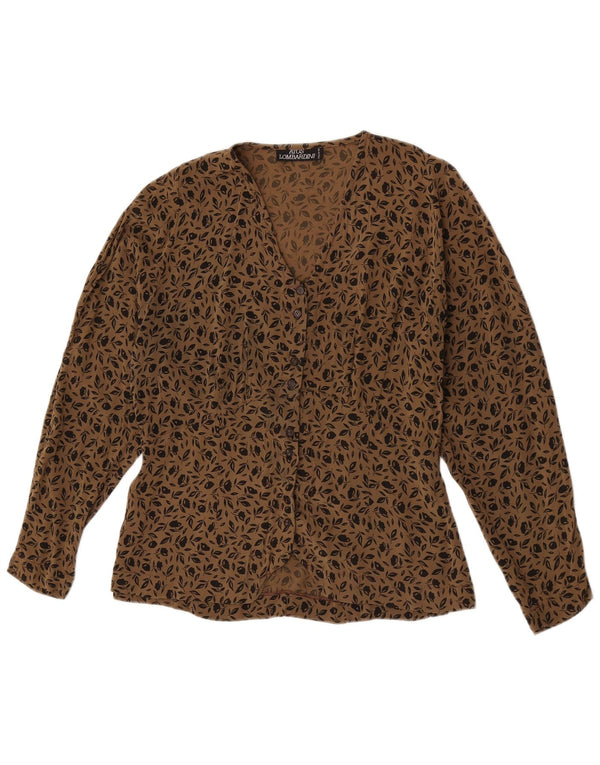 Atos Lombardini Dameskjortebluse UK 10 Small Brown Floral Viscose
