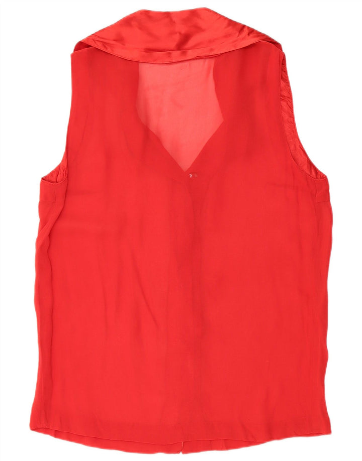 VINTAGE Dame ærmeløs skjortebluse UK 16 Large Red
