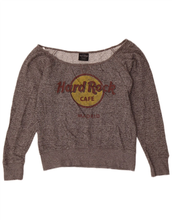 Hard Rock Cafe Dame Off Shoulder Sweatshirt Jumper UK 10 Small Grey