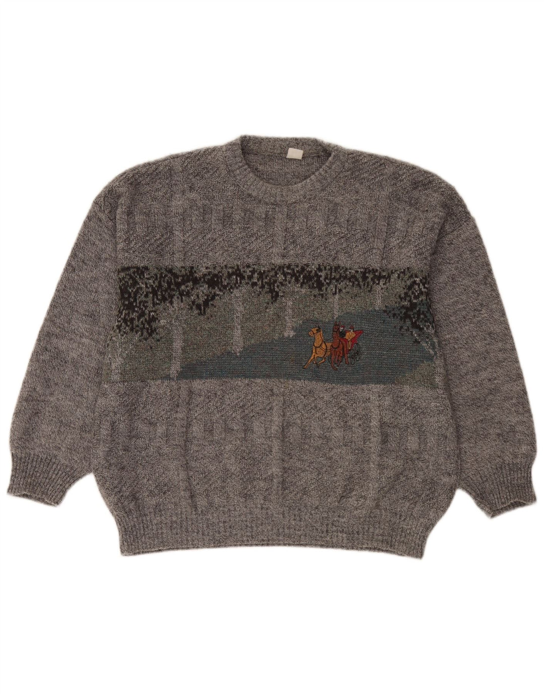 Vintage herre sweater med rund hals XL grå