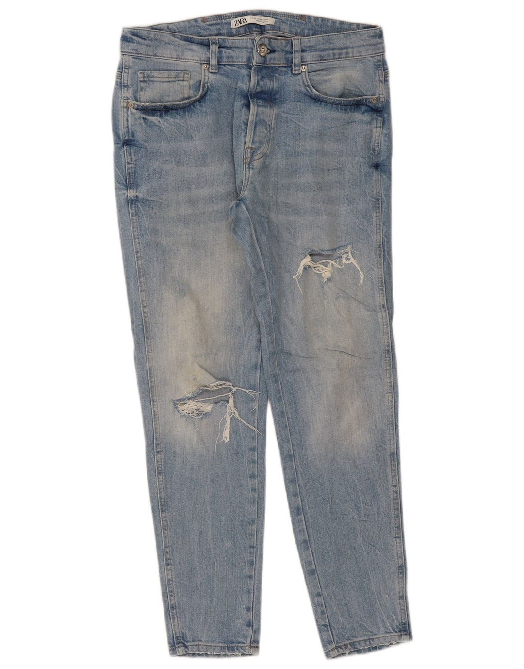 Zara Herre Distressed Slim Jeans EU 42 Large W32 L29 Blå