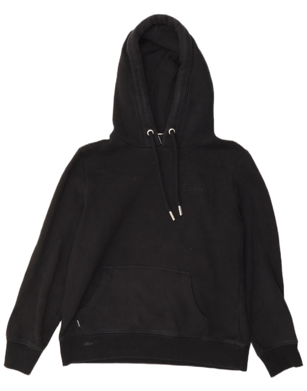 Superdry Regular Fit Hoodie Jumper UK 12 Medium Sort Bomuld
