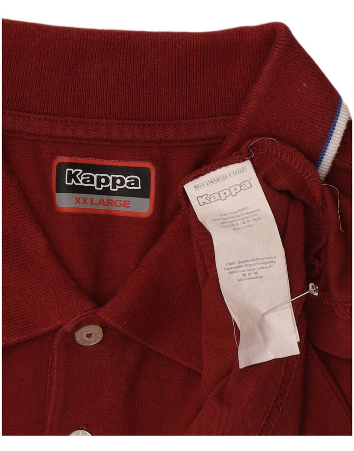 KAPPA Mens Long Sleeve Polo Shirt 2XL Red Cotton