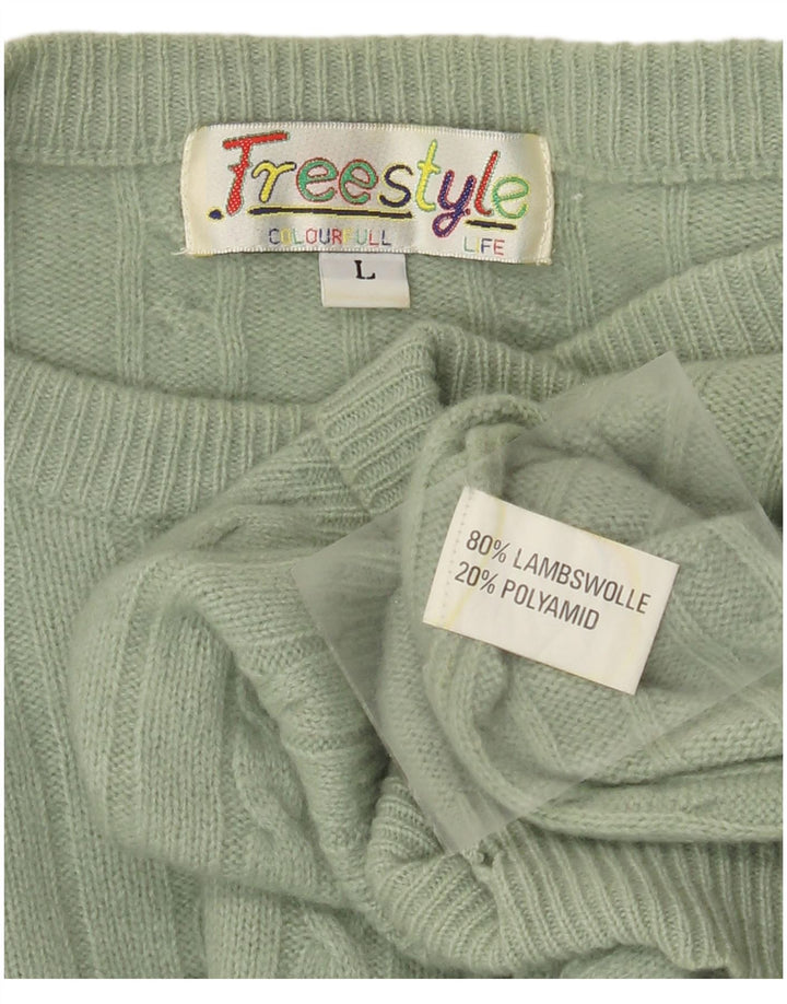 Free Style Herre Crew Neck Jumper Sweater Stor Grøn Uld