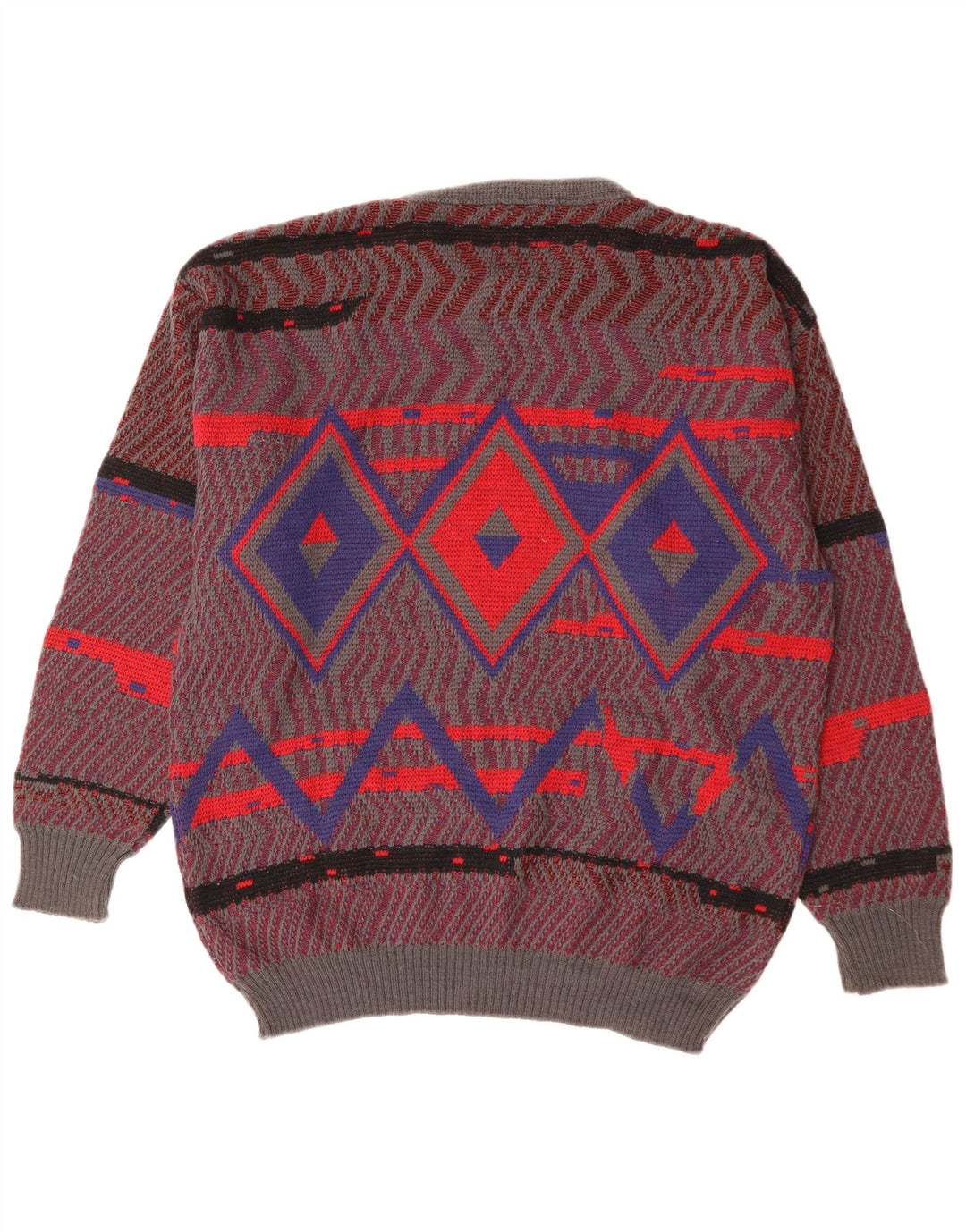 CASTELLO sweater med rund hals til mænd IT 52 Stor rød argyle/diamantuld