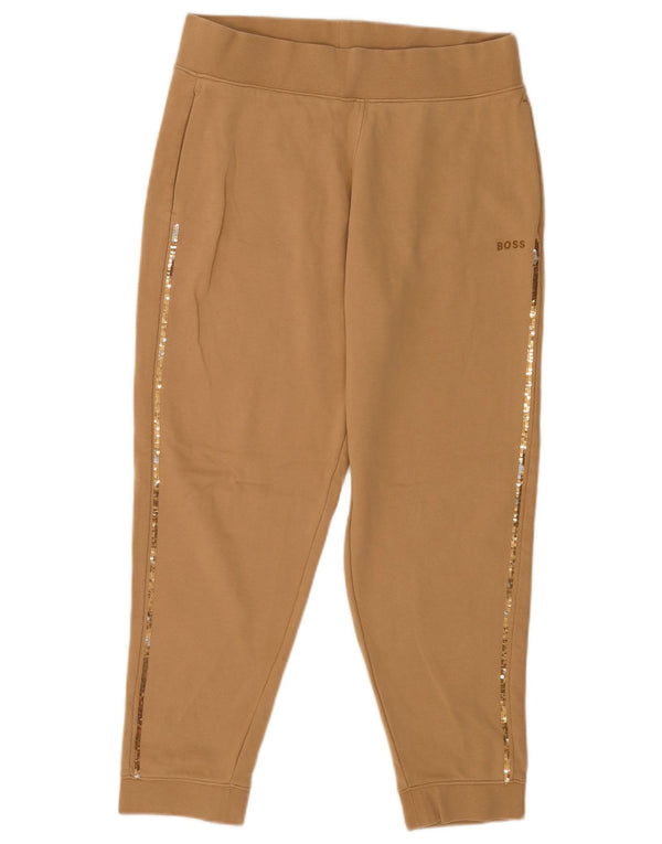 Hugo Boss Dame Joggers Capri Bukser UK 16 Stor Brun Bomuld