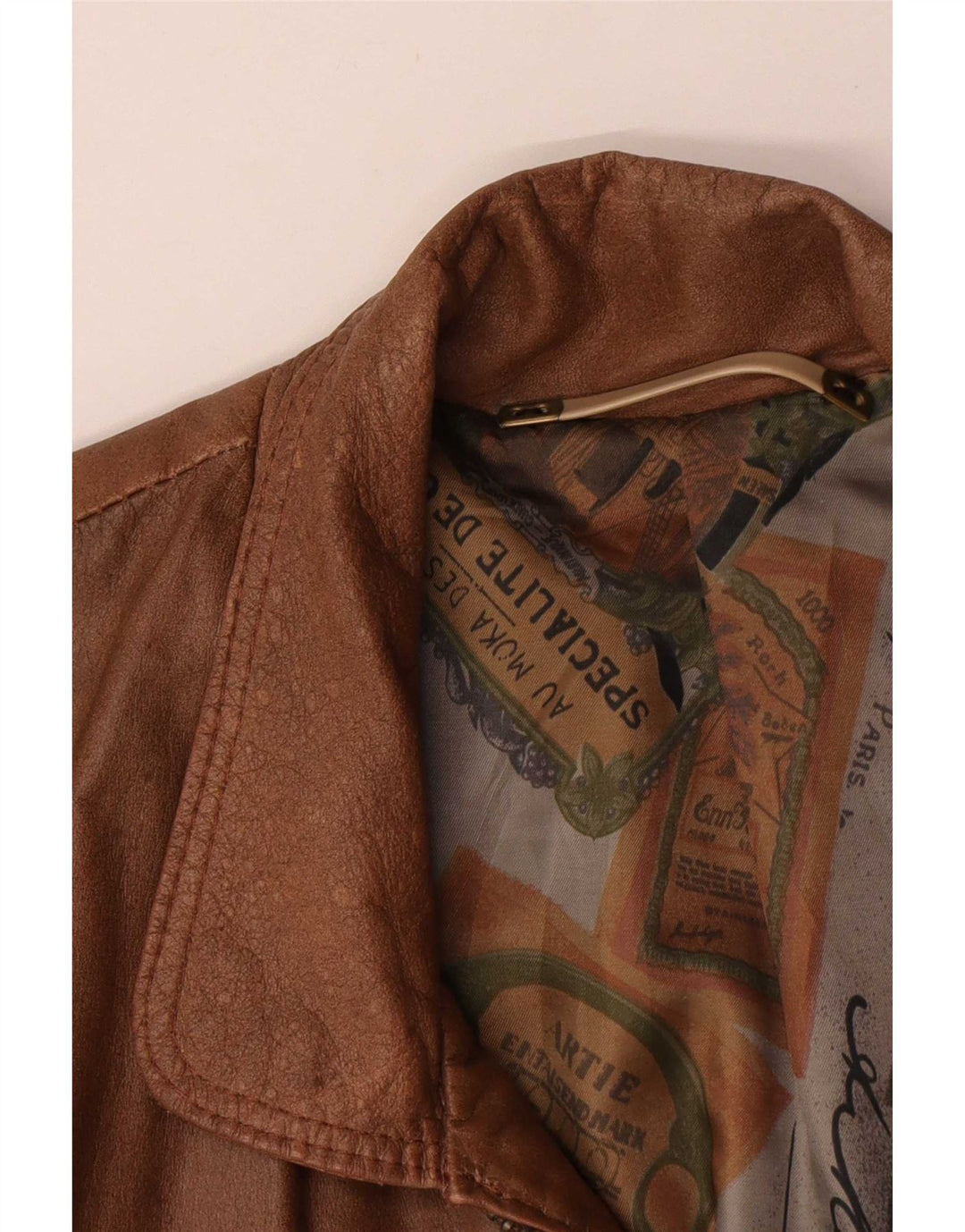 Vintage Herre Læder Gilet UK 40 Stor Brun