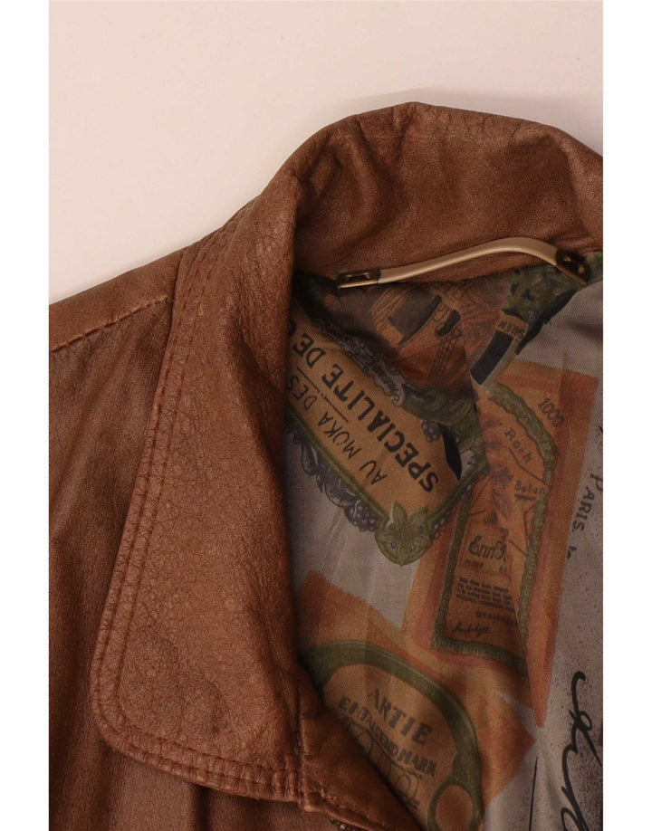 Vintage Herre Læder Gilet UK 40 Stor Brun