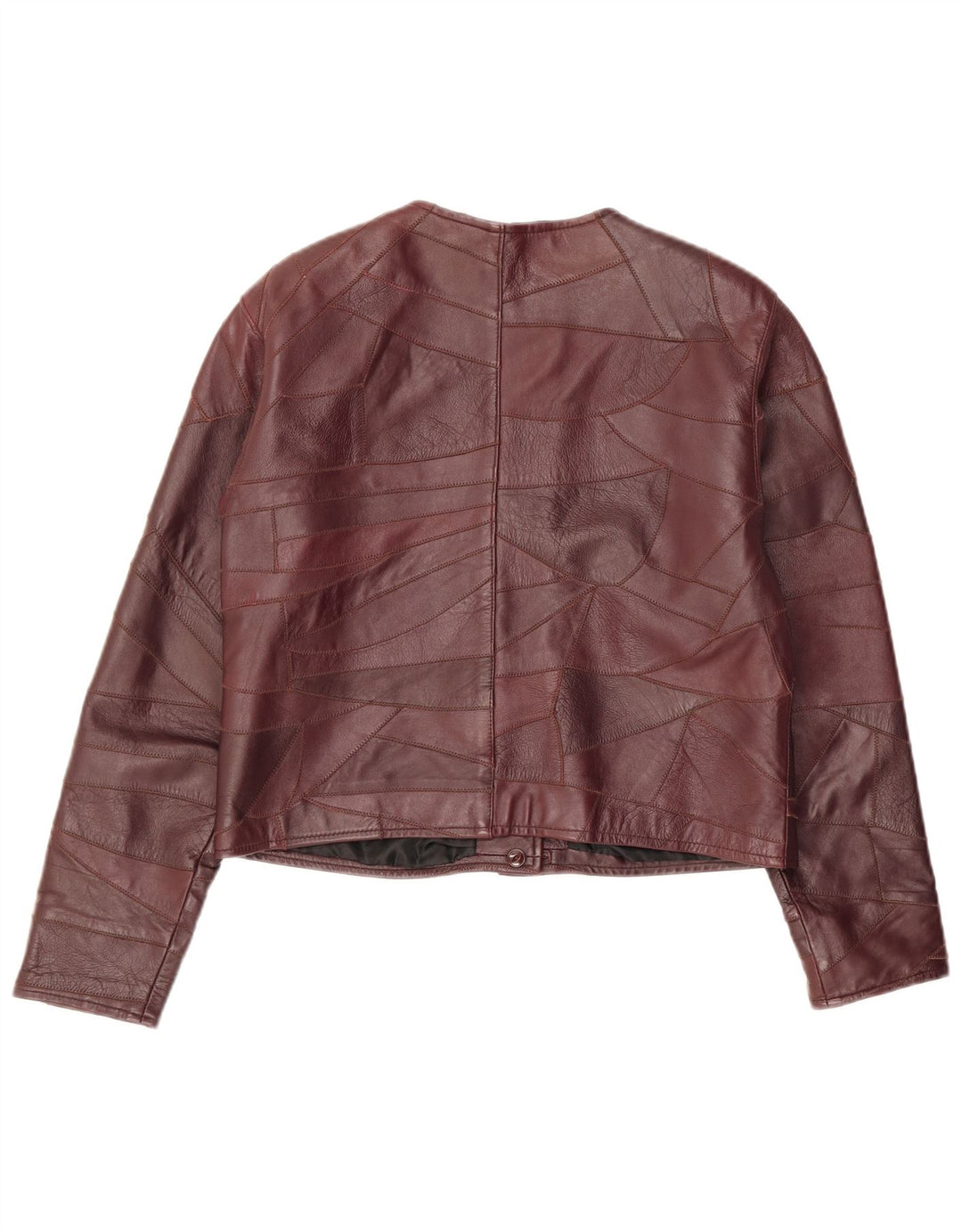 Vintage dame læderjakke UK 14 Medium Burgundy Patchwork