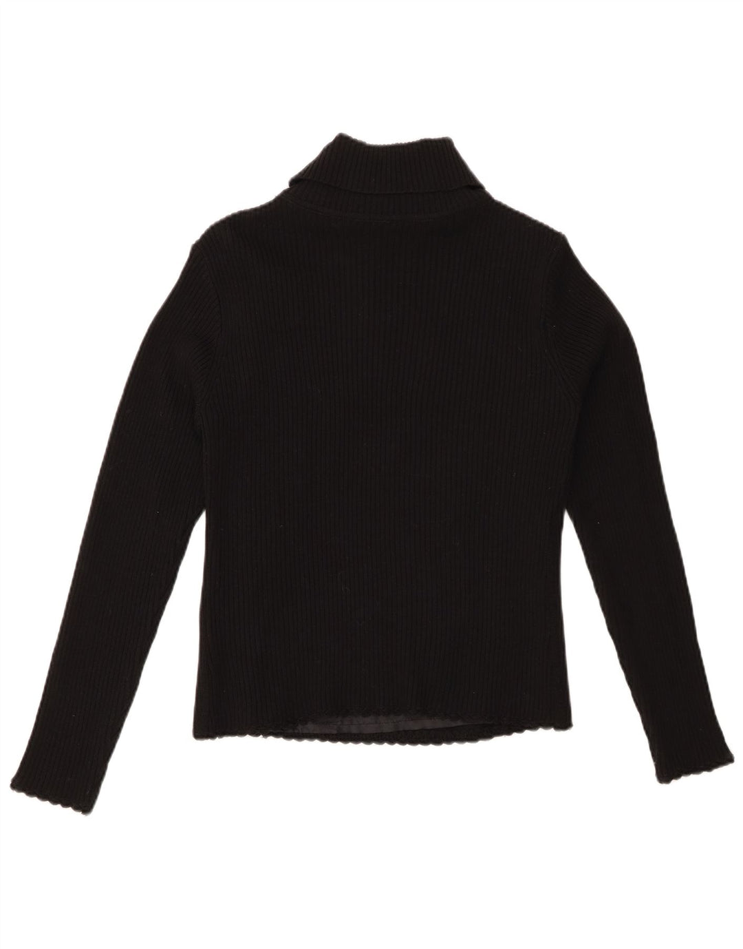 VINTAGE Dame Crop Roll Neck sweater UK 8 Small Black