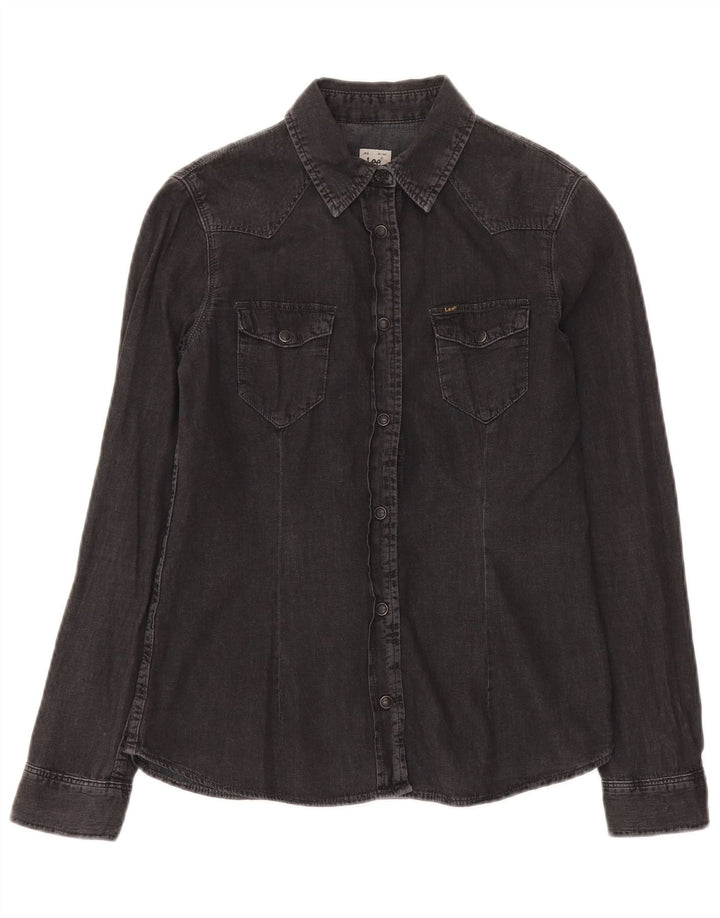 Lee Dame Denim Shirt UK 10 Small Black