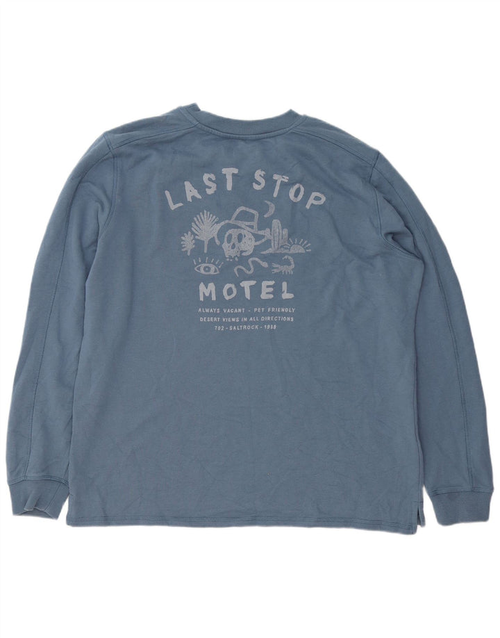 Saltrock Herre Grafisk Sweatshirt Jumper 2XL Blå Bomuld