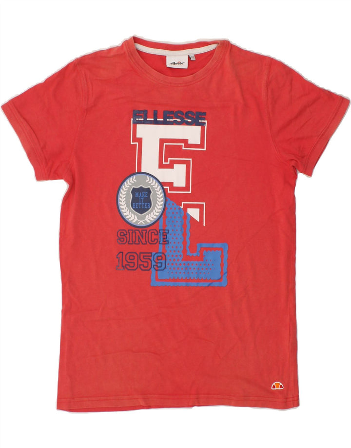 ELLESSE Boys Graphic T-Shirt Top 13-14 Years Red Cotton Vintage Ellesse and Second-Hand Ellesse from Messina Hembry 