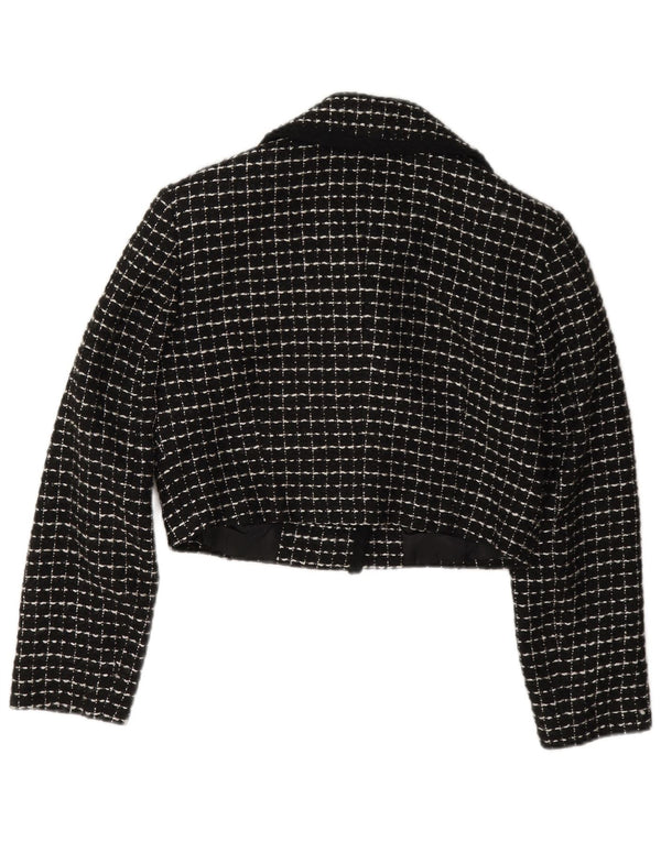 Vintage Dame 3-knaps Crop Blazer Jacket IT 42 Medium Black Check