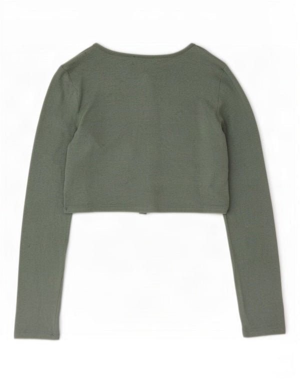 Zara Womens Crop Cardigan Top UK 12 Medium Green Viscose