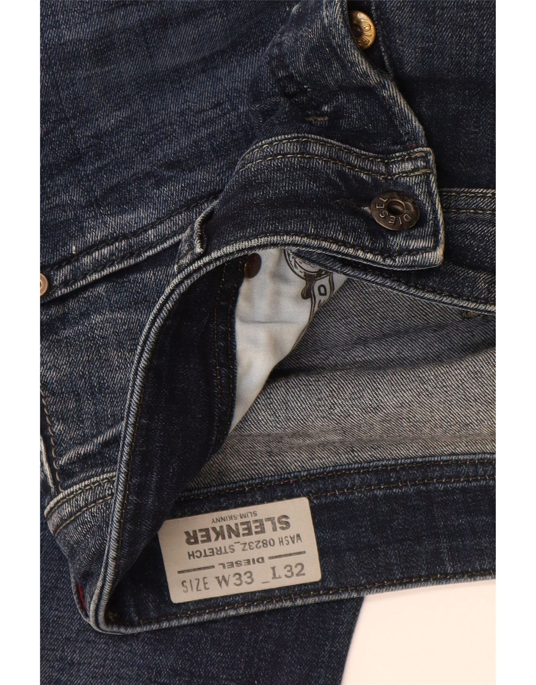 DIESEL Herre Sleenker Slim Skinny Jeans W33 L32 Marineblå Bomuld