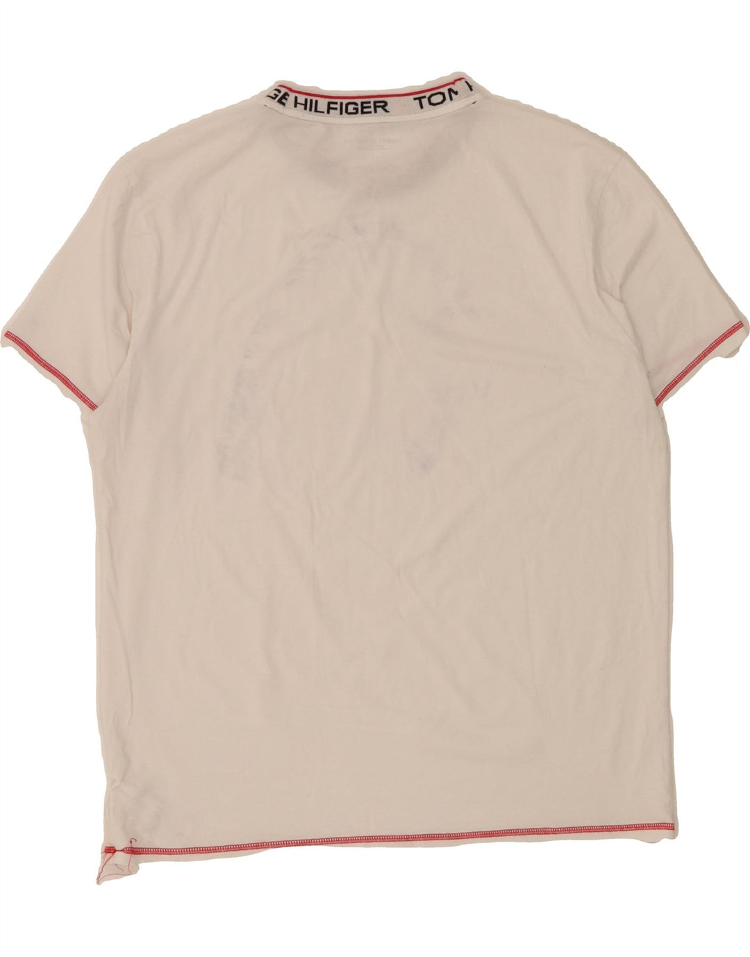 TOMMY HILFIGER Mens T-Shirt Top Large White Cotton Vintage Tommy Hilfiger and Second-Hand Tommy Hilfiger from Messina Hembry 