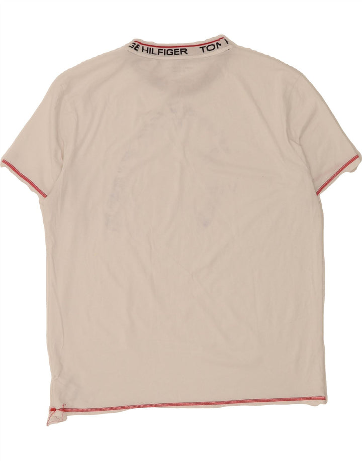 TOMMY HILFIGER Mens T-Shirt Top Large White Cotton Vintage Tommy Hilfiger and Second-Hand Tommy Hilfiger from Messina Hembry 
