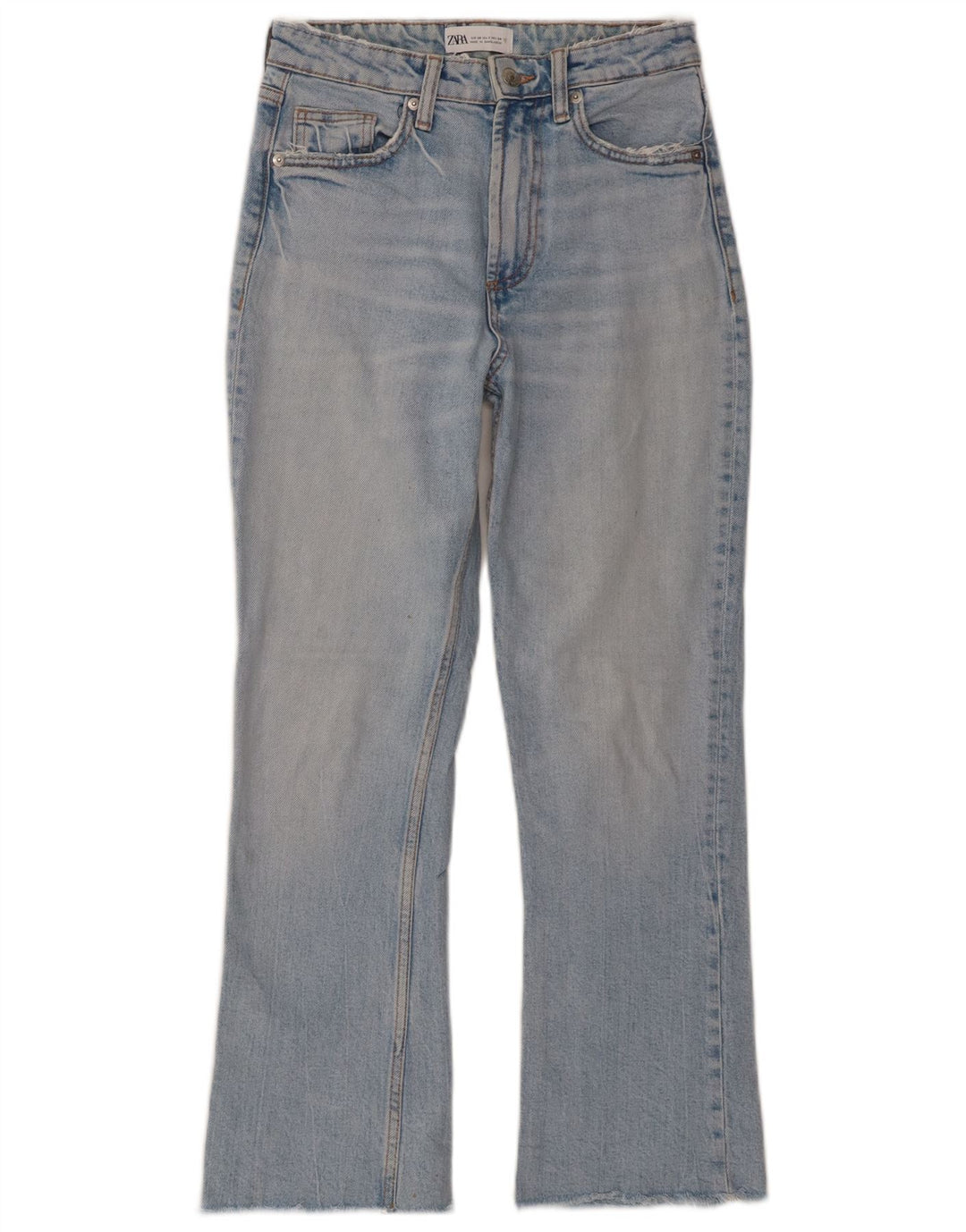 Zara Dame High Rise Bootcut Jeans EU 34 2XS W24 L26 Blå