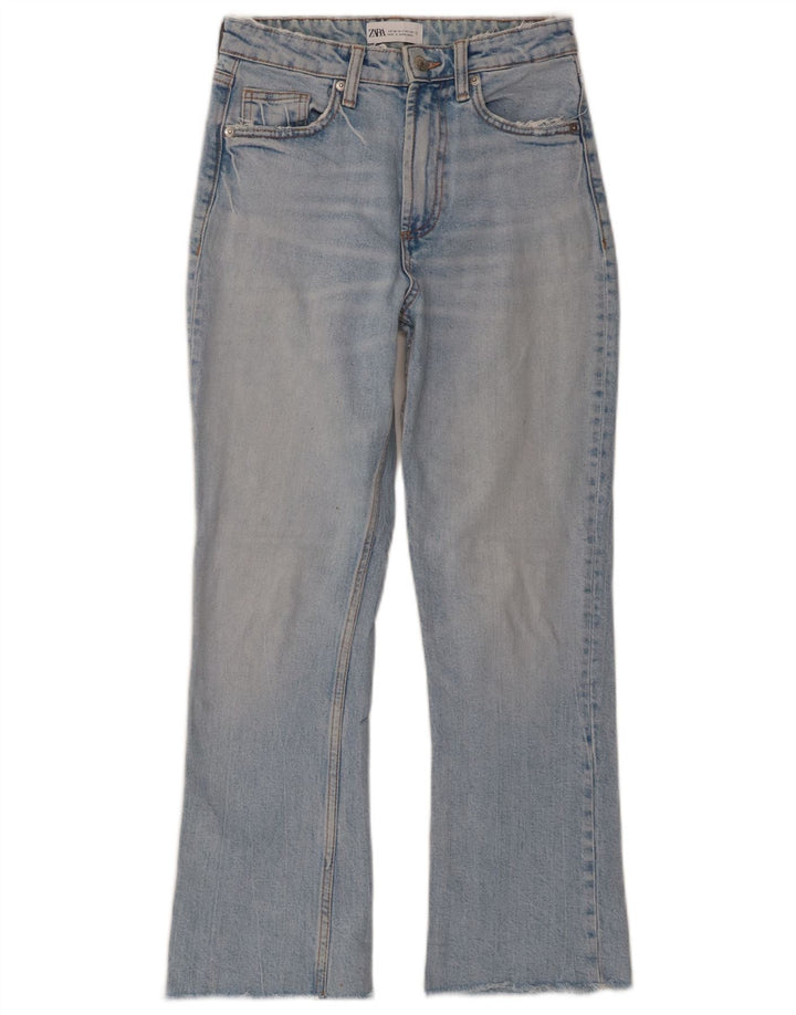Zara Dame High Rise Bootcut Jeans EU 34 2XS W24 L26 Blå