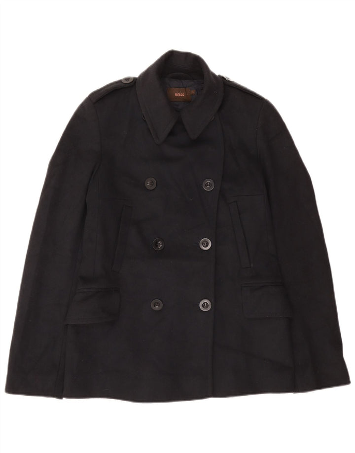 Reiss Dame Military Pea Coat UK 10 Small Navy Blue Wool