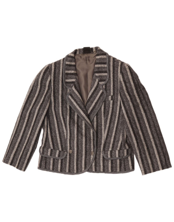 Vintage Dame Dobbeltradet Blazer Jacket UK 12 Medium Grå Stribet