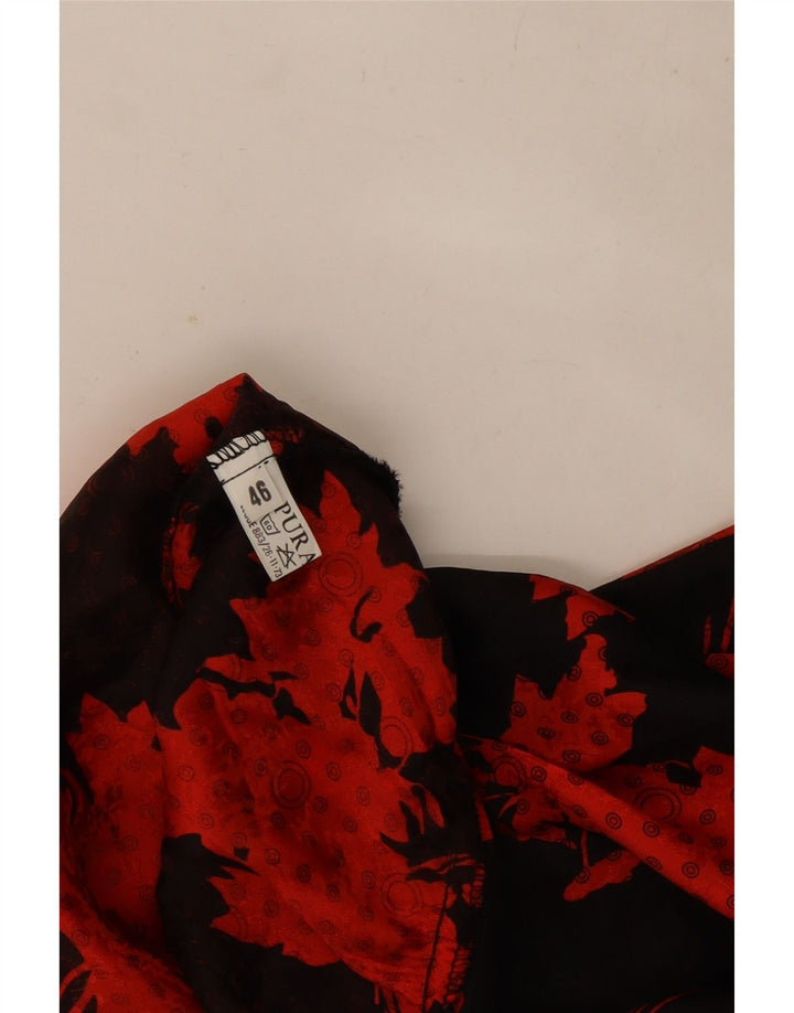 Vintage Dame Langærmet Flæse Front Bluse Top IT 46 Large Black Floral
