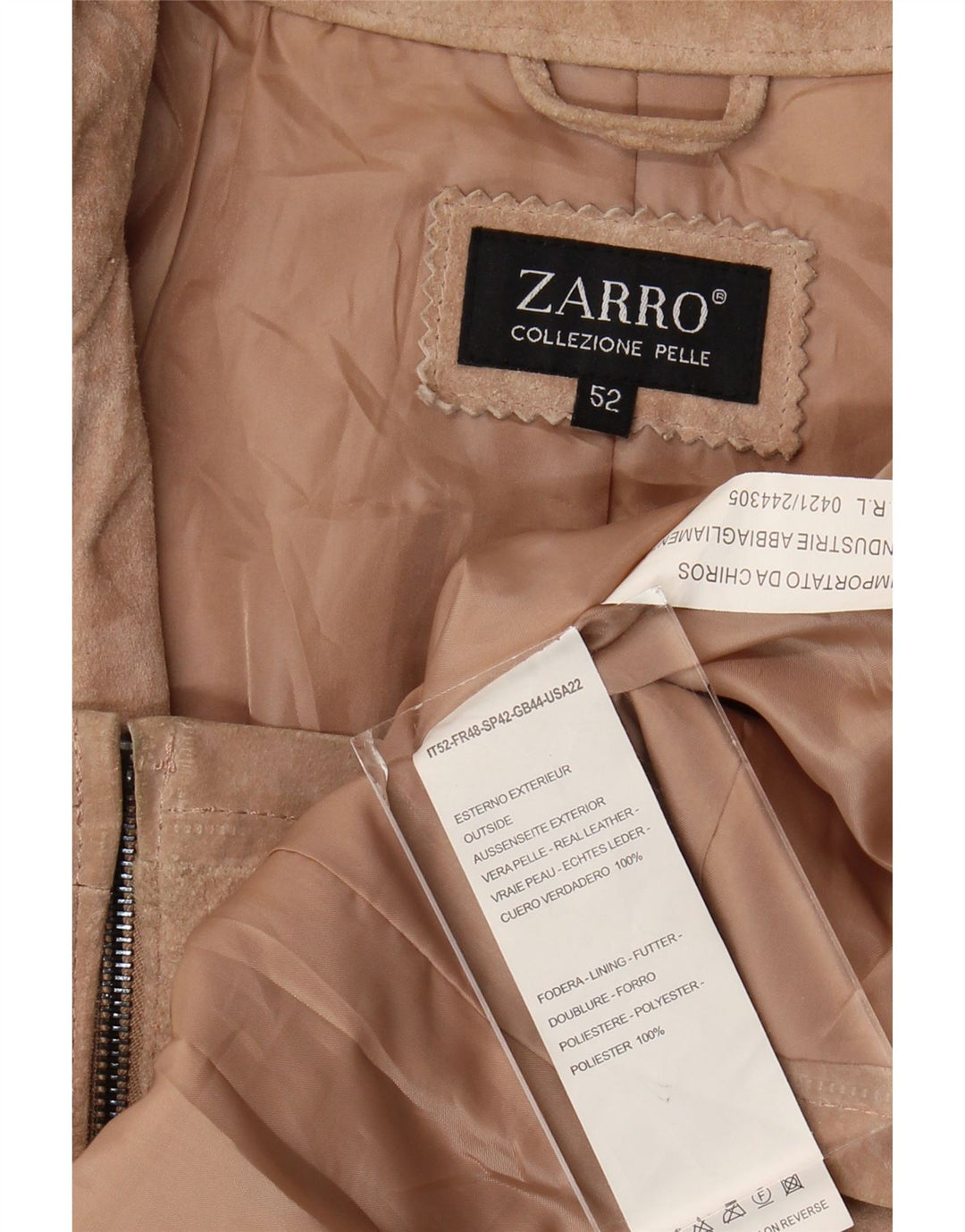 Zarro Dame Ruskind Bomber Jacket IT 52 2XL Beige Læder