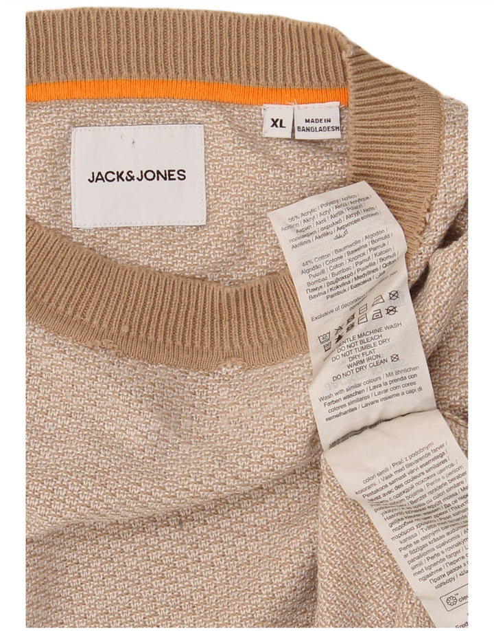 JACK & JONES Herre Crew Neck Jumper Sweater XL Beige Akryl