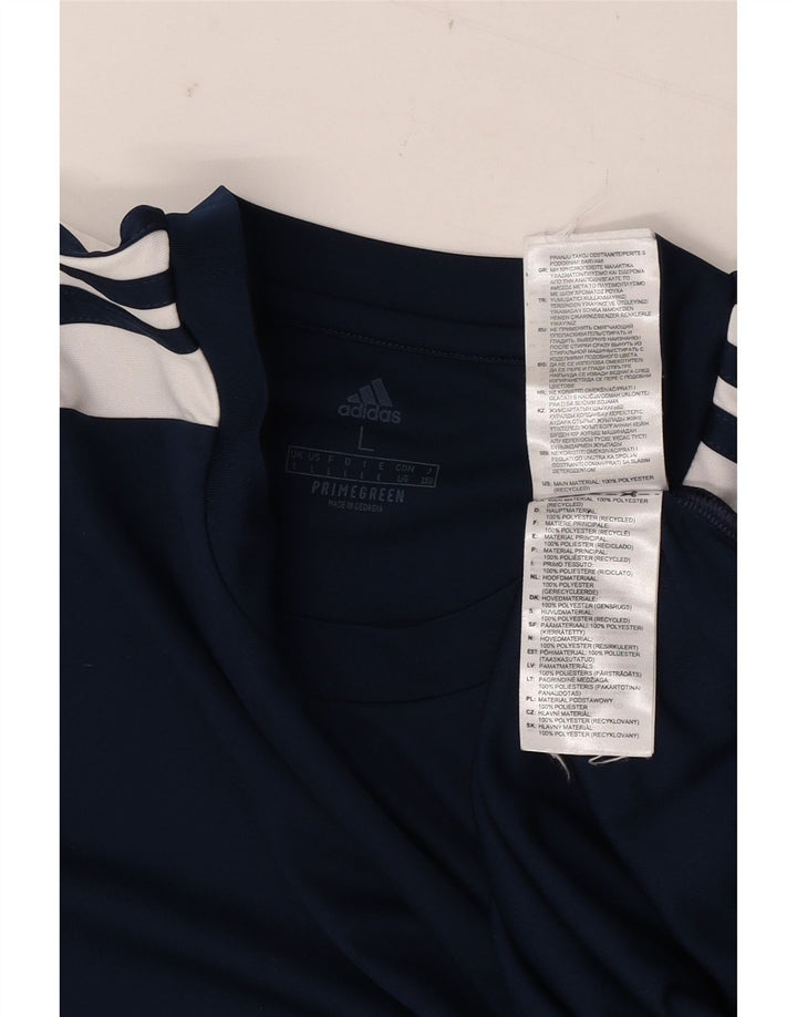 Adidas Aeroready T-Shirt Top Large Navy Blue Colourblock Polyester