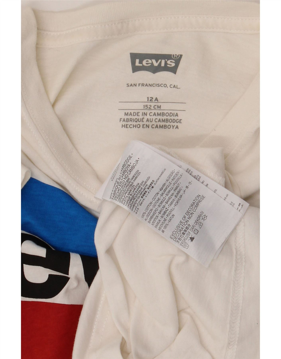 Levi's Boys Grafisk T-Shirt Top 11-12 År Hvid Bomuld