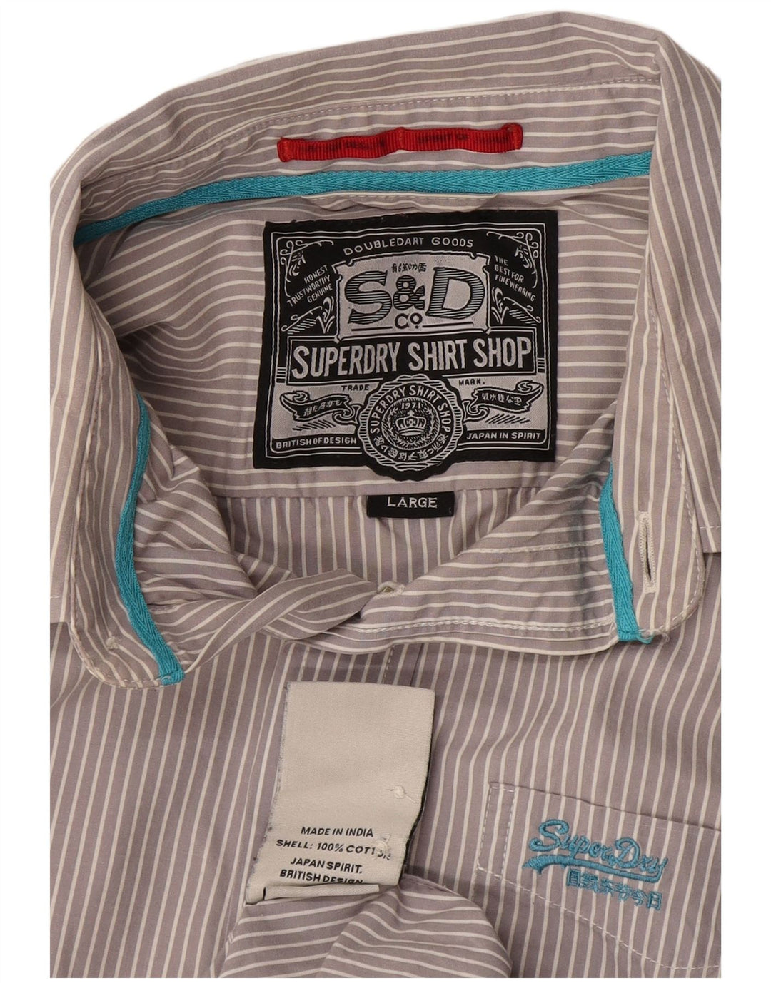 Superdry herreskjorte stor gråstribet bomuld