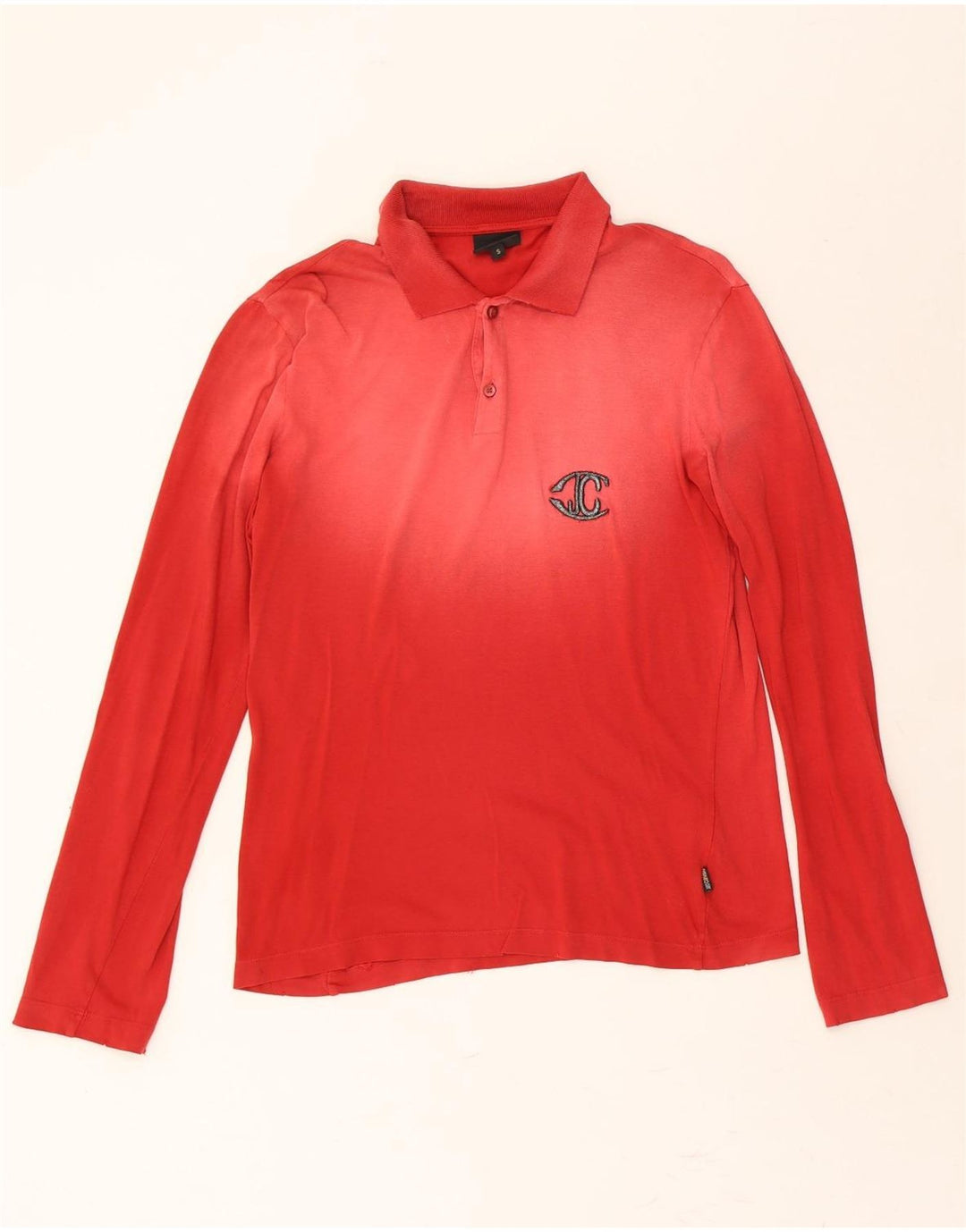 JUST CAVALLI Mens Long Sleeve Polo Shirt Small Red Cotton Vintage Just Cavalli and Second-Hand Just Cavalli from Messina Hembry 
