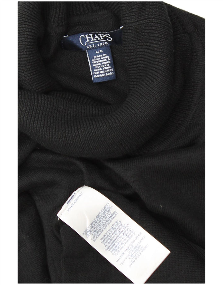 Chaps Dame Roll Neck Jumper Sweater UK 16 Large Black Bomuld