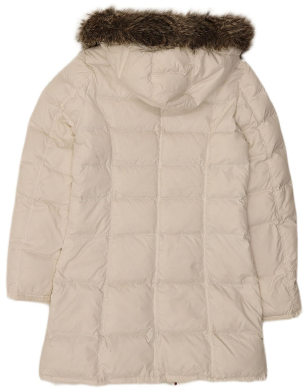 Tommy Hilfiger Dame Hætte Polstret Frakke UK 12 Medium White Polyester