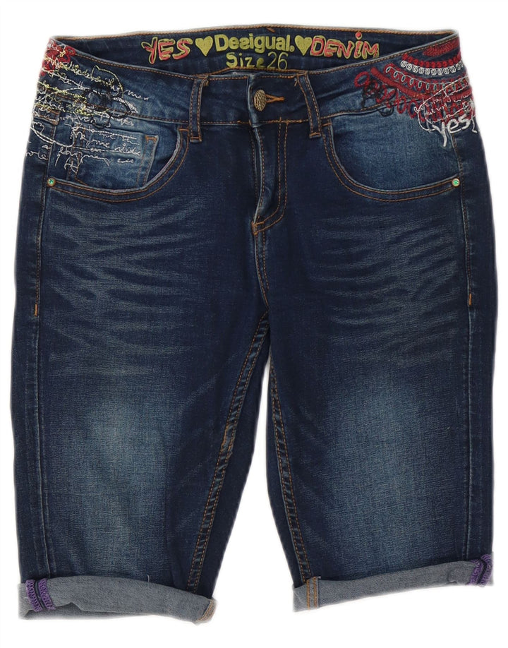 Desigual Grafiske denimshorts til kvinder W26 Små blå bomuld