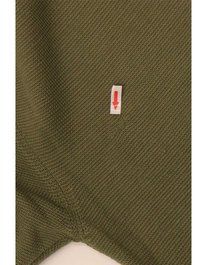 Vintage Dame Rullehals Sweater IT 52 XL Khaki Geometrisk Uld