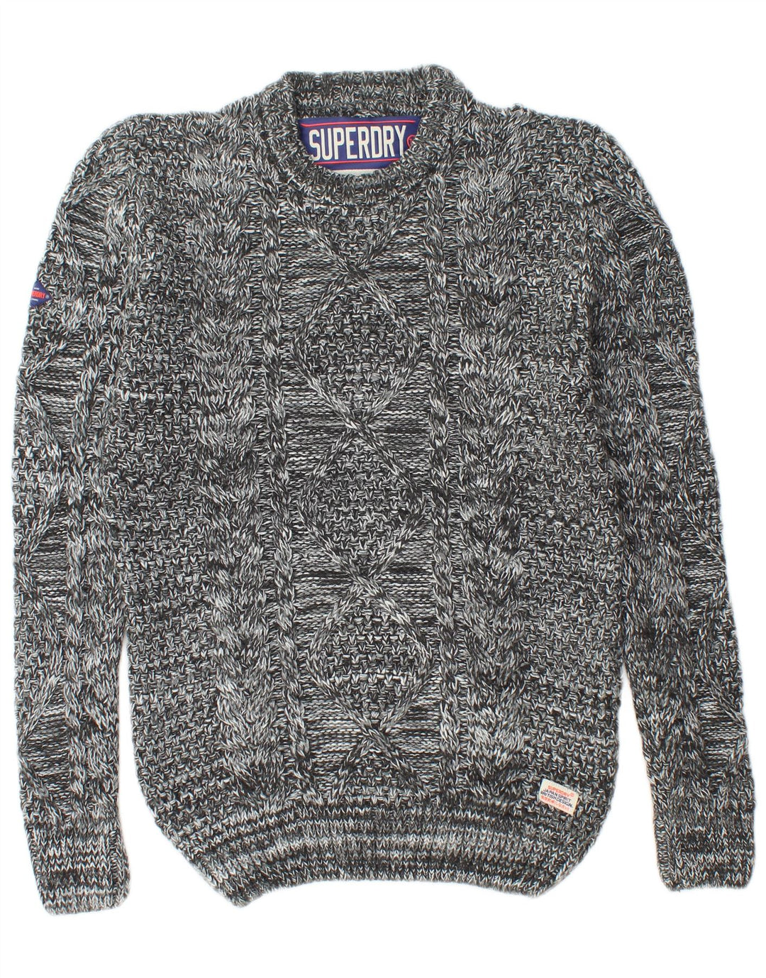 SUPERDRY sweater med rund hals til mænd mellemgrå flækket akryl