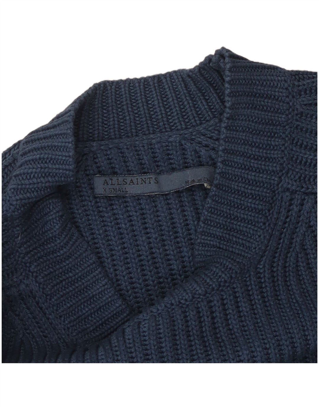 ALL SAINTS Dame sweater med rund hals DK 6 XS marineblå bomuld