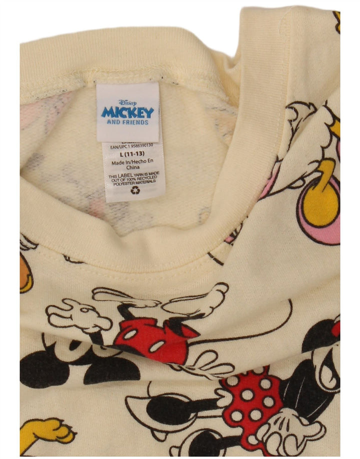 DISNEY Boys Graphic Sweatshirt Jumper 11-12 Years Large Off White Cotton