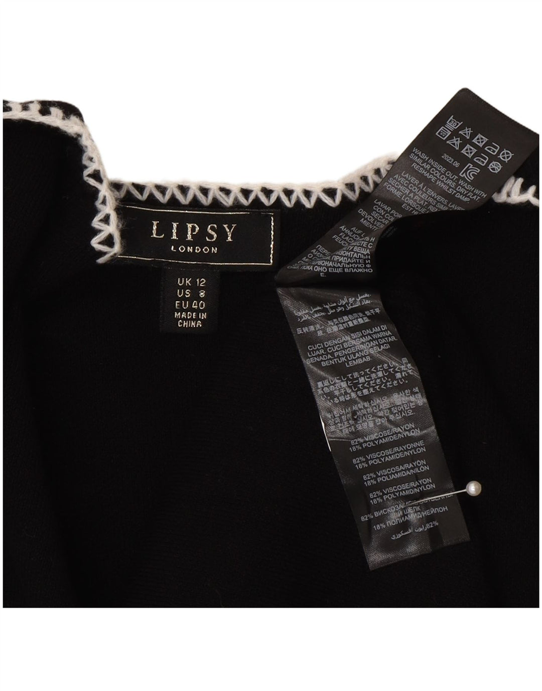 Lipsy Womens Longline Open Cardigan Sweater UK 12 Medium Black Viscose