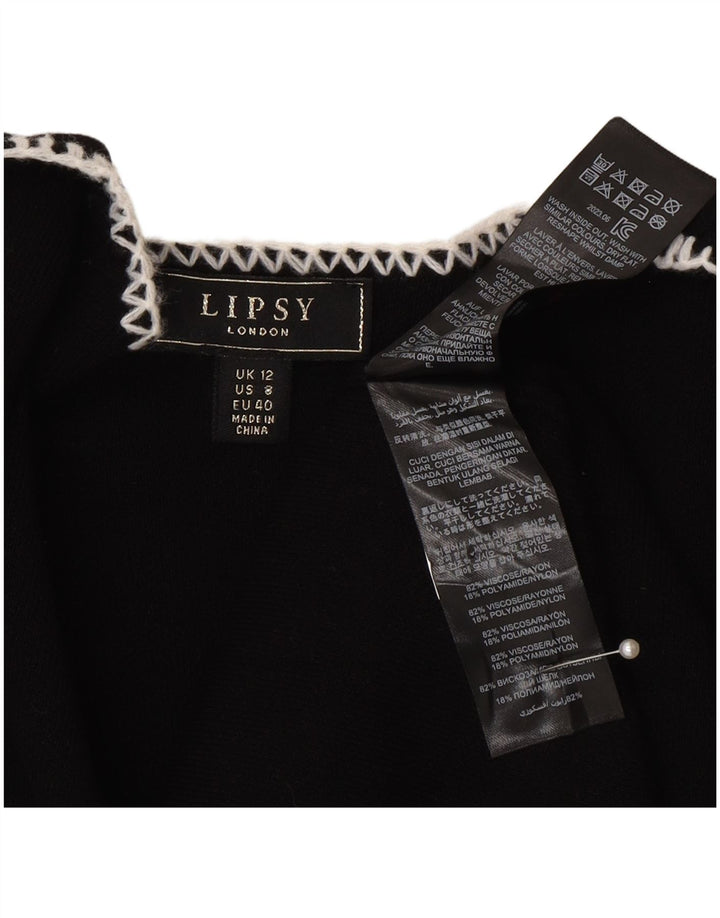 Lipsy Womens Longline Open Cardigan Sweater UK 12 Medium Black Viscose