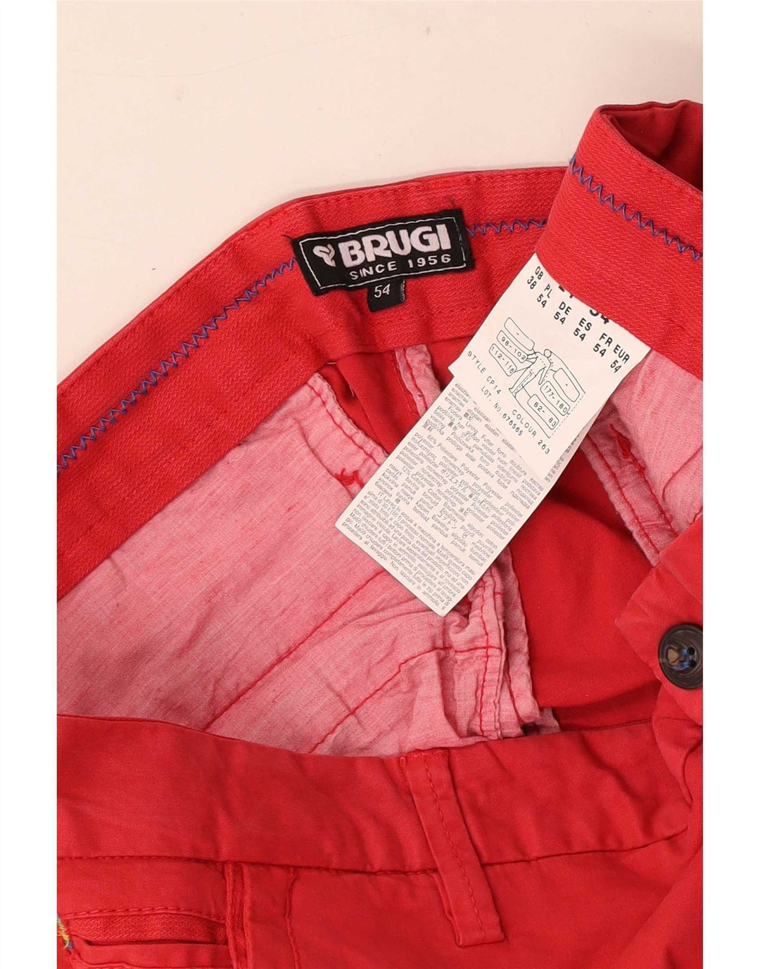 Brugi Herre Regular Fit Chino Shorts W38 XL Rød Bomuld
