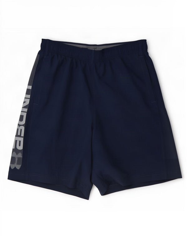 Under Armour Mens Heat Gear Graphic Sport Shorts Medium Navy Blue Polyester