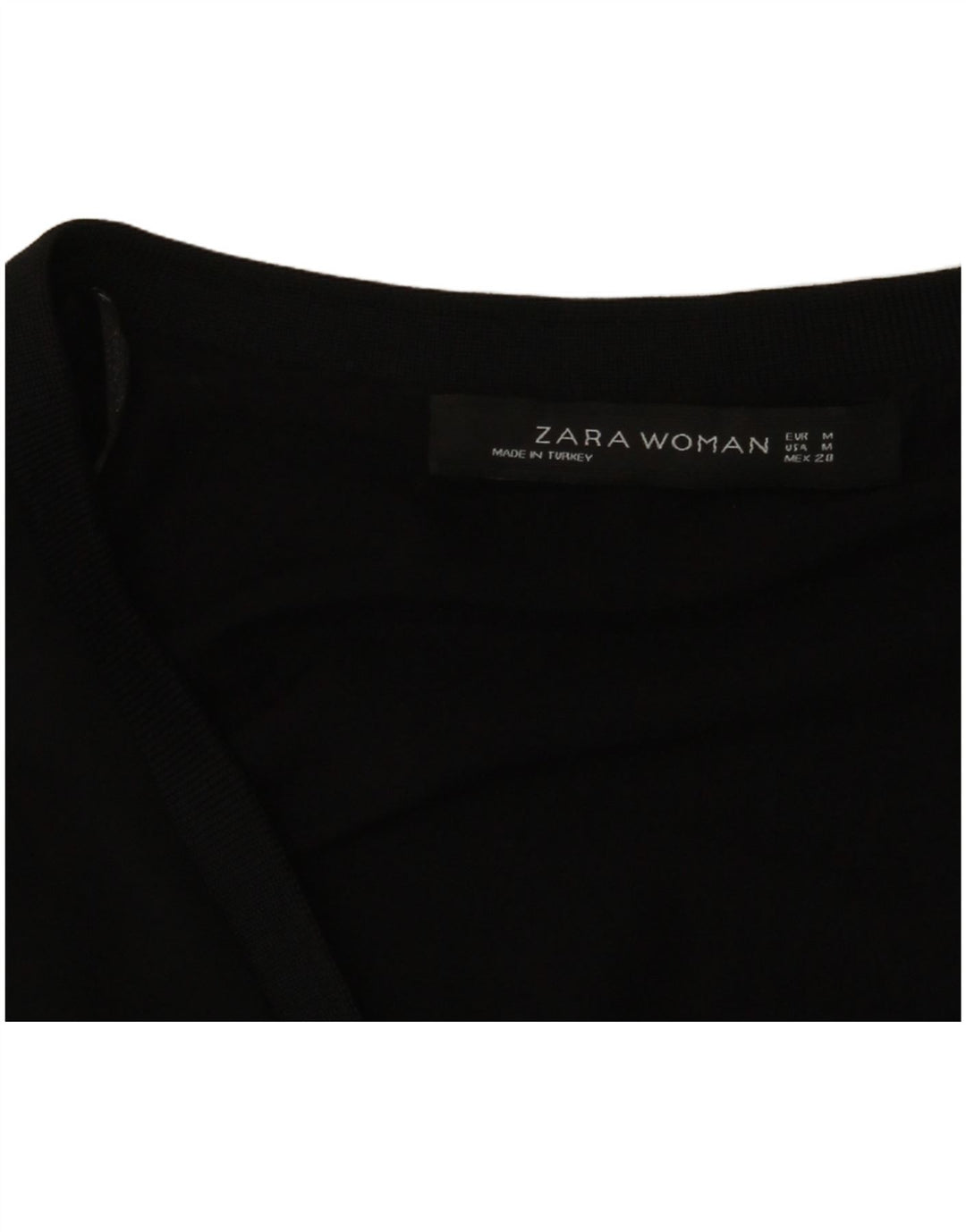 Zara Dame 3/4 ærmet bluse Top UK 12 Medium Sort