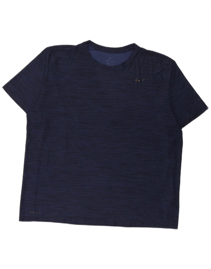 Nike Dri Fit T-shirt top til mænd 2XL marineblå flækket polyester