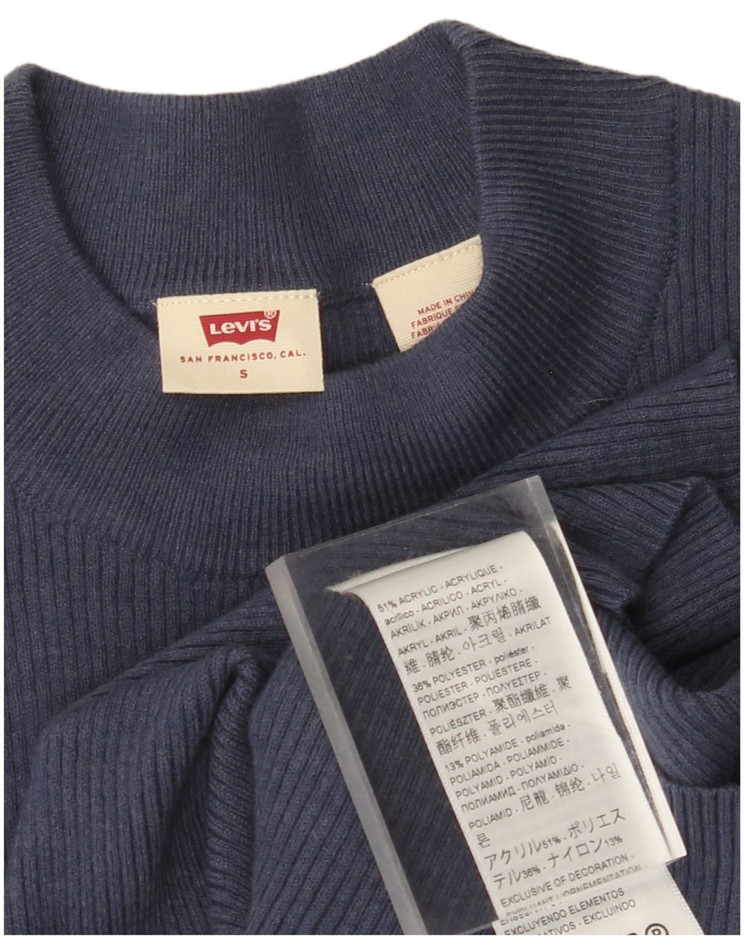 LEVI'S Dame sweater med rund hals DK 8 Lille marineblå akryl