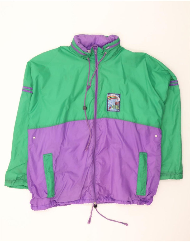 MARCEL CLAIR Mens Hooded Rain Jacket UK 40 Large Green Colourblock Vintage Marcel Clair and Second-Hand Marcel Clair from Messina Hembry 