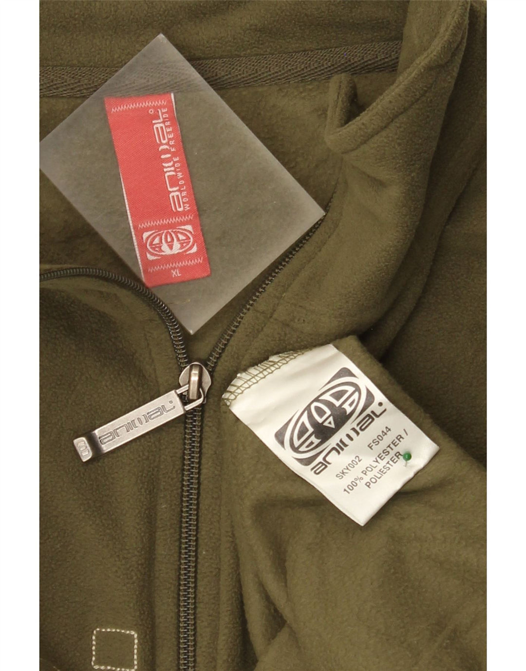 Animal Herre grafisk lynlås hals Fleece Jumper XL Khaki Polyester