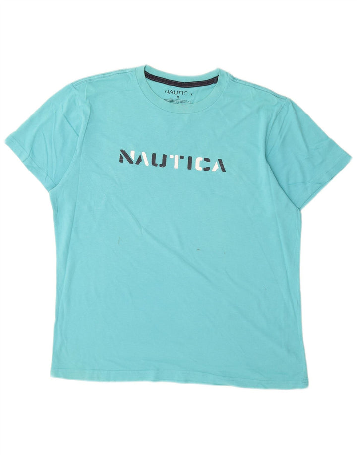Nautica Herre grafisk T-shirt Top Medium turkis bomuld